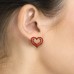 E262RS Imitat Rhodium Plated Red Crystal Dbl Heart Earrings102975